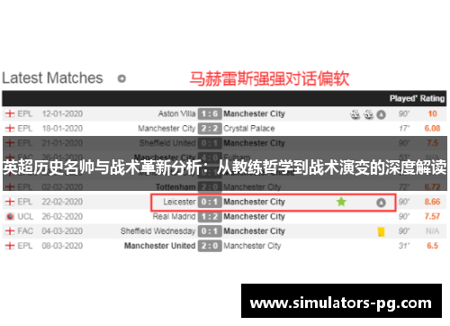 英超历史名帅与战术革新分析:从教练哲学到战术演变的深度解读 英超历史名帅与战术革新分析:从教练哲学到战术演变的深度解读